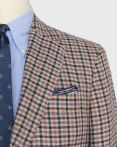 Virgil No 2 Jacket In Oat Blue Pink Check Hopsack