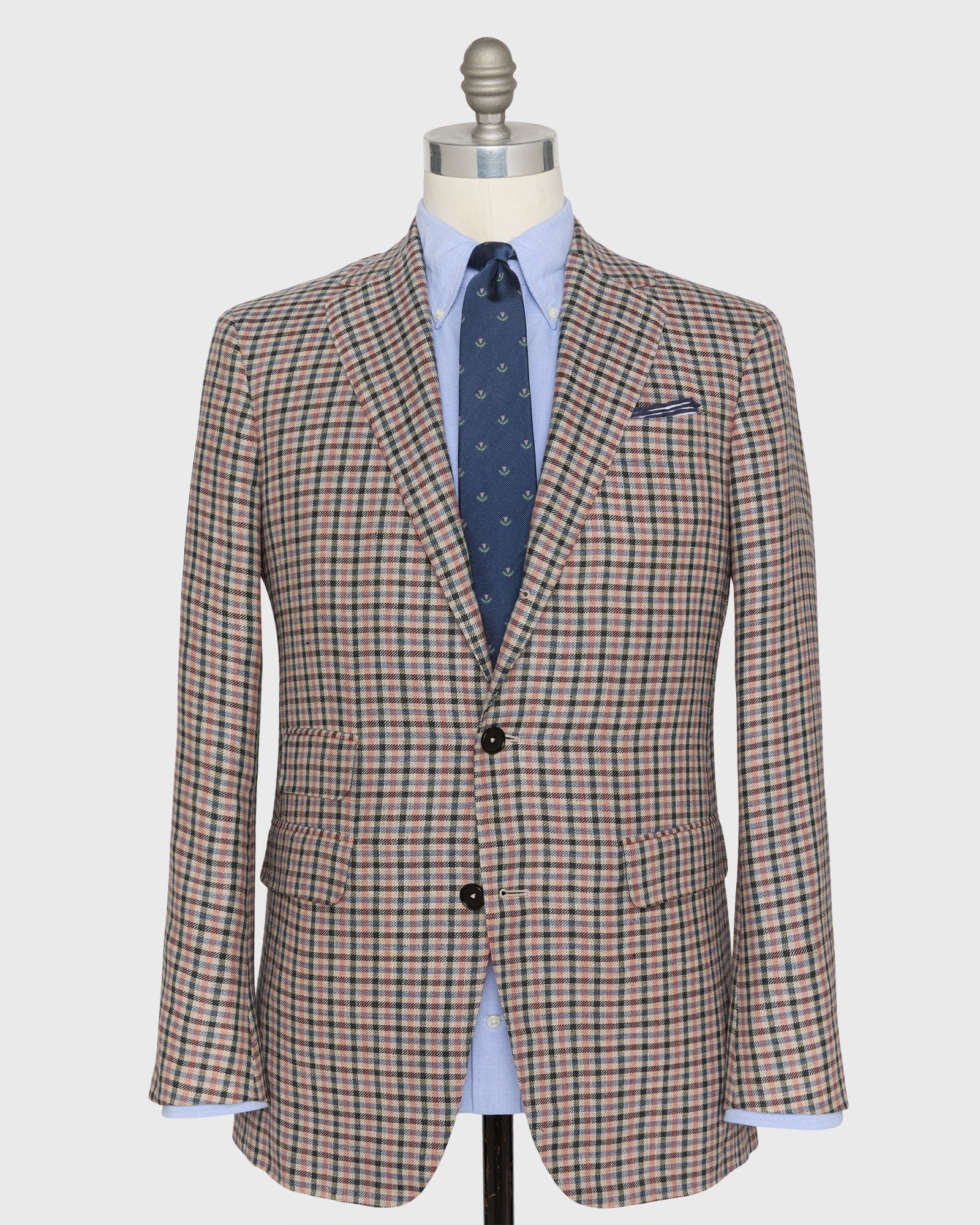 Virgil No 2 Jacket In Oat Blue Pink Check Hopsack
