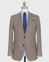 Virgil No 2 Jacket In Oat Blue Pink Check Hopsack