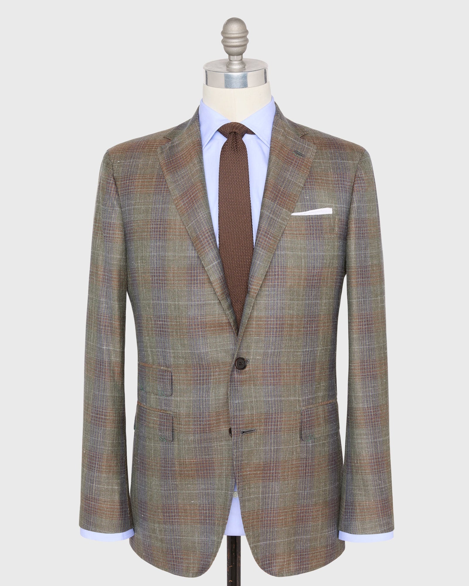 Virgil No 4 Jacket In Blue Brown Plaid Twill