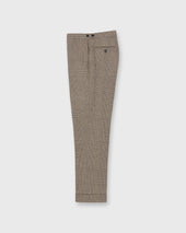 Side-Tab Dress Trouser in Chocolate/Flax Glen Plaid Hopsack