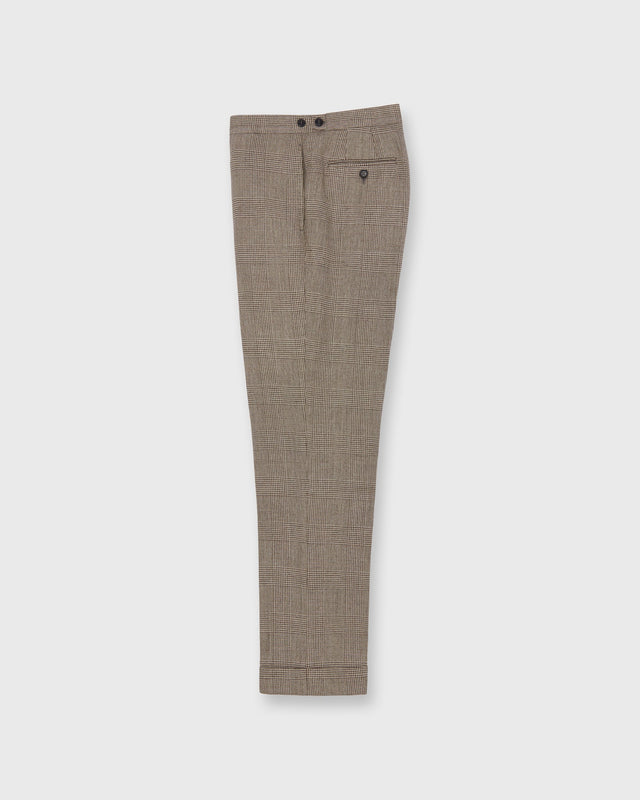 Side-Tab Dress Trouser in Chocolate/Flax Glen Plaid Hopsack