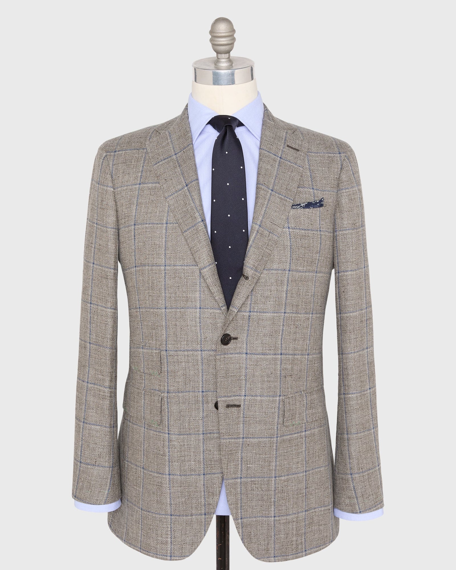 Virgil No 3 Jacket In Flax Bone Windowpane Hopsack