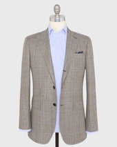 Virgil No 3 Jacket In Flax Bone Windowpane Hopsack