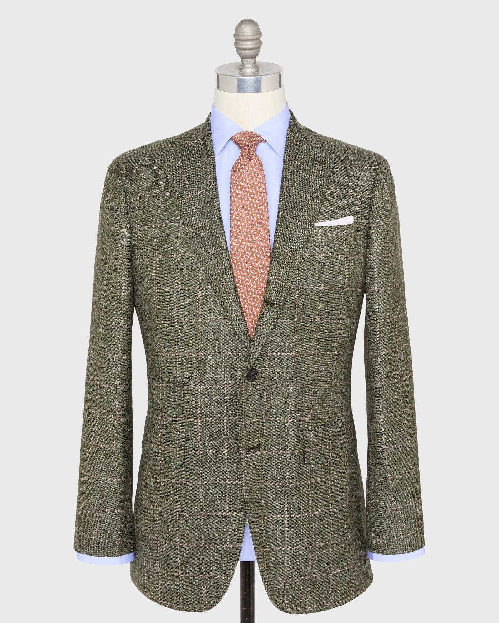 Virgil No 3 Jacket In Pink Bone Windowpane Hopsack