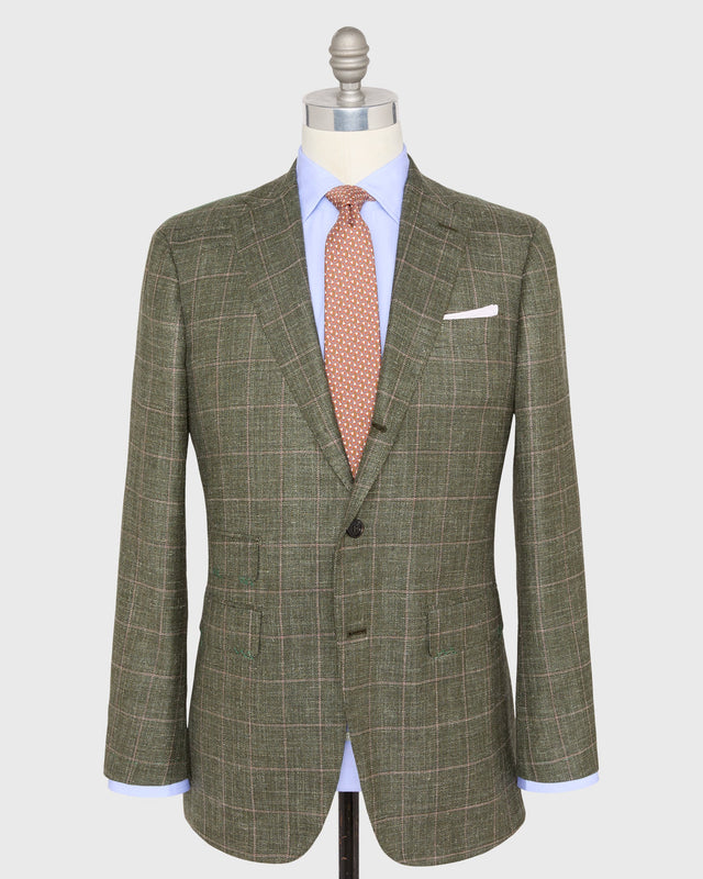 Virgil No. 3 Jacket in Olive/Pink/Bone Windowpane Hopsack