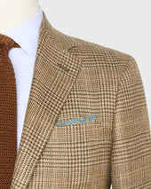 Virgil No 4 Jacket In Wheat Chocolate Coral Glen Plaid Hopsack