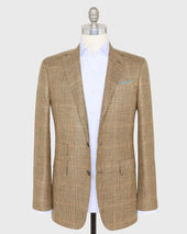 Virgil No 4 Jacket In Wheat Chocolate Coral Glen Plaid Hopsack