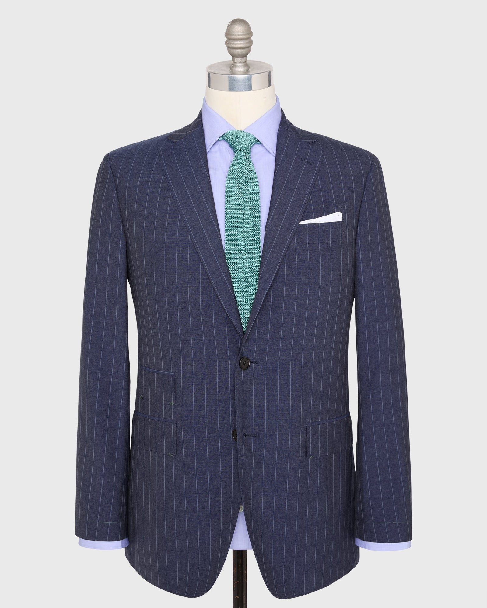Virgil No 3 Suit In Airforce Chalk Stripe Plainweave