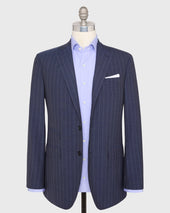 Virgil No 3 Suit In Airforce Chalk Stripe Plainweave