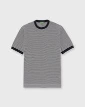 Short Sleeved Crewneck Sweater In Chalk Stripe Cotton