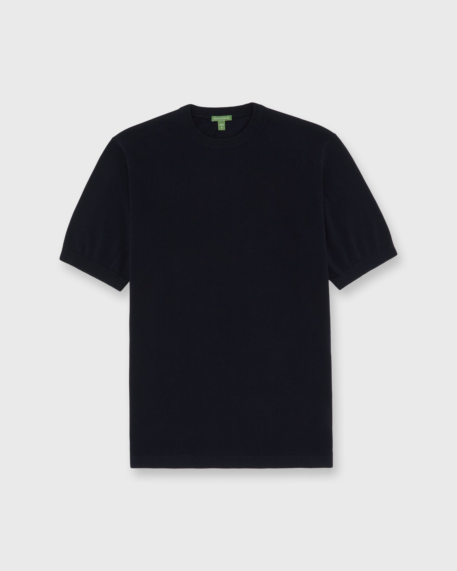 Short-Sleeved Crewneck Sweater in Navy Ice Cotton
