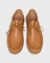 Crepe Lace Up Moccasin in Natural Leather