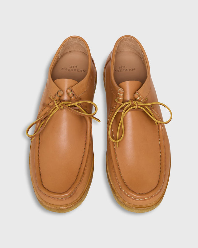 Crepe Lace Up Moccasin in Natural Leather