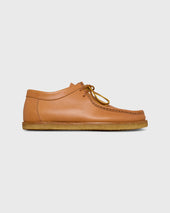 Crepe Lace Up Moccasin In Natural Leather