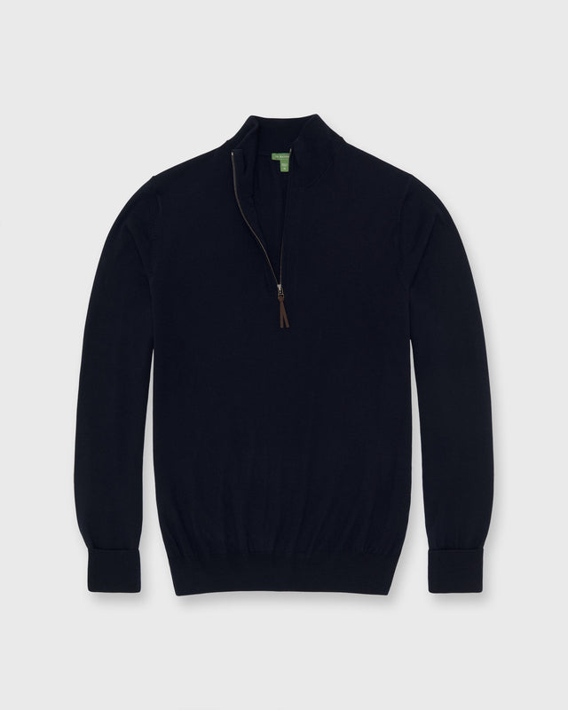 Fine Gauge Half Zip Sweater In Lovat Escorial Wool