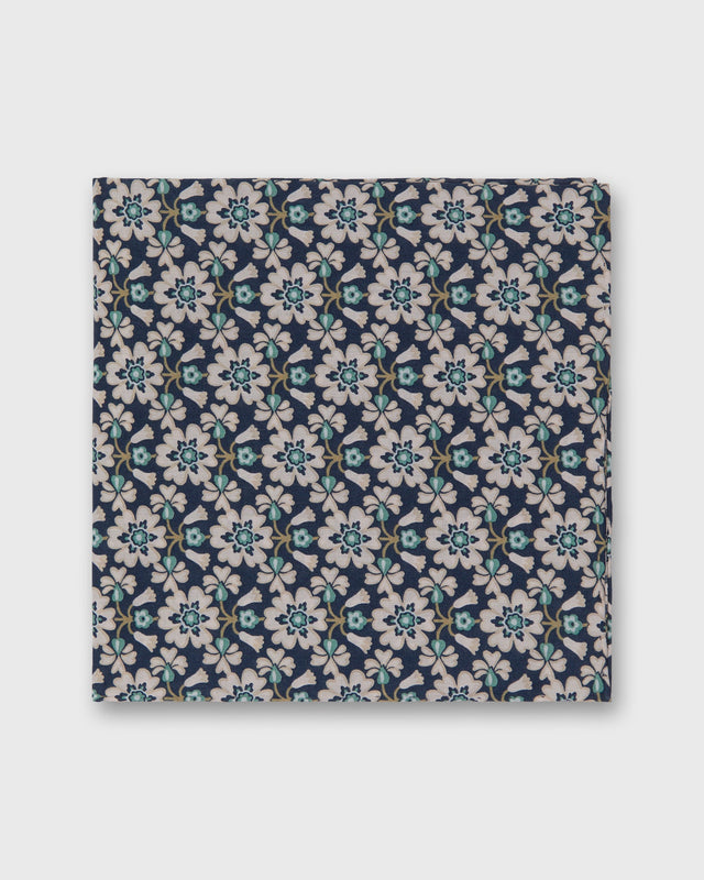 Cotton Print Pocket Square in Pacific/Pink/Aegean Macsen Liberty Fabric