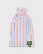 Button Front Boxer Short In Navy Orange Pink Stripe Poplin