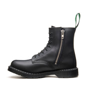 Black Greasy 8 Eye Zip Derby Boot