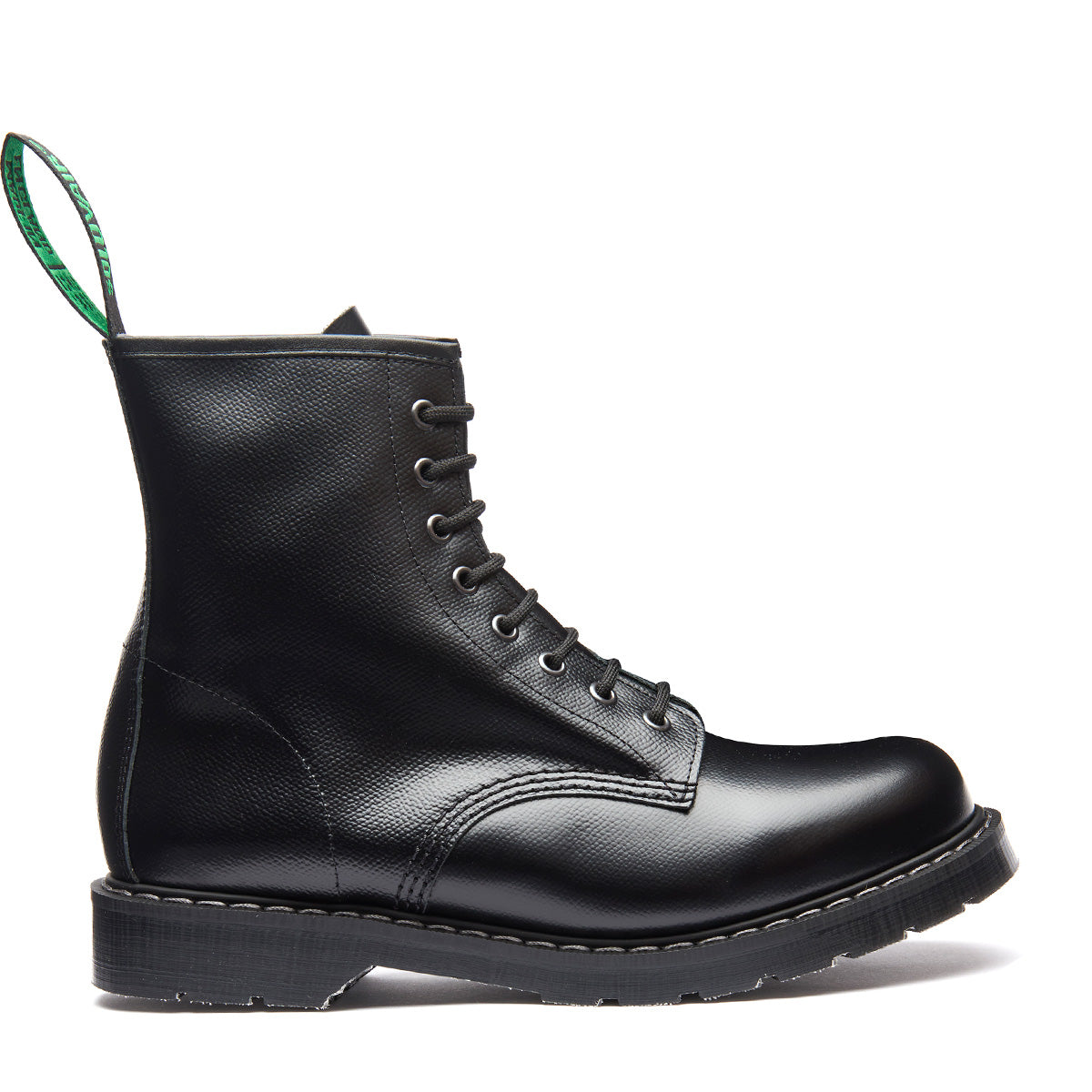 Black Hi-Shine Grain 8 Eye Derby Boot