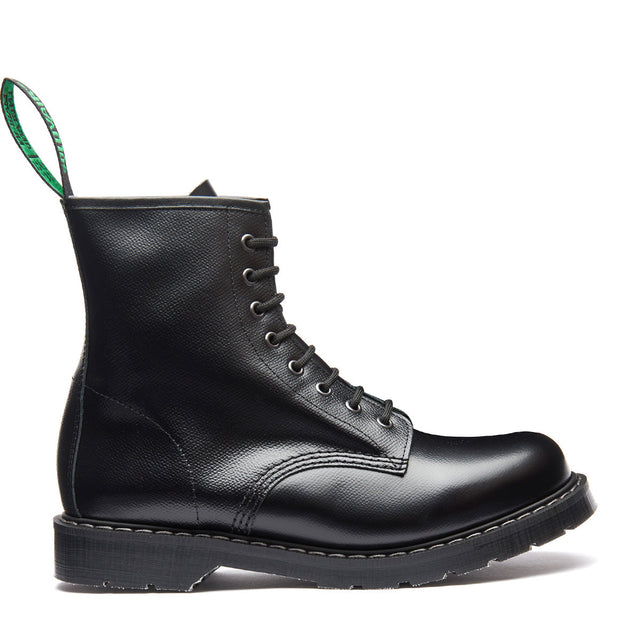 Black Hi-Shine Grain 8 Eye Derby Boot