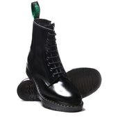 Black Hi-Shine 8 Eye Zip Derby Boot