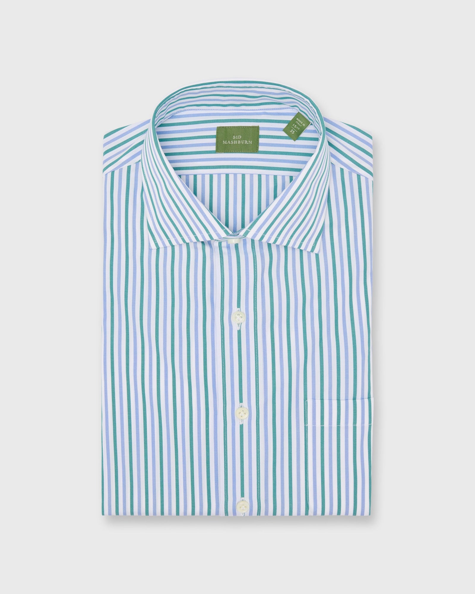 Spread Collar Dress Shirt In Bluegrass Multi Stripe Poplin