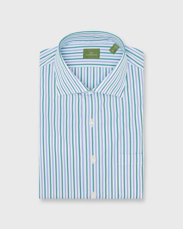 Spread Collar Dress Shirt In Bluegrass Multi Stripe Poplin