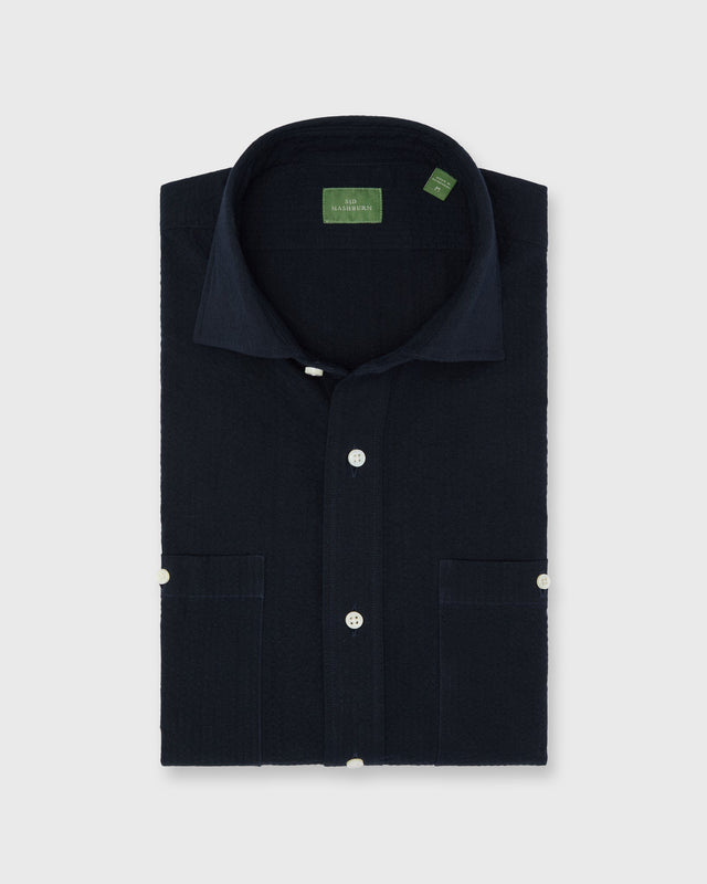 Marquez Shirt in Navy Seersucker
