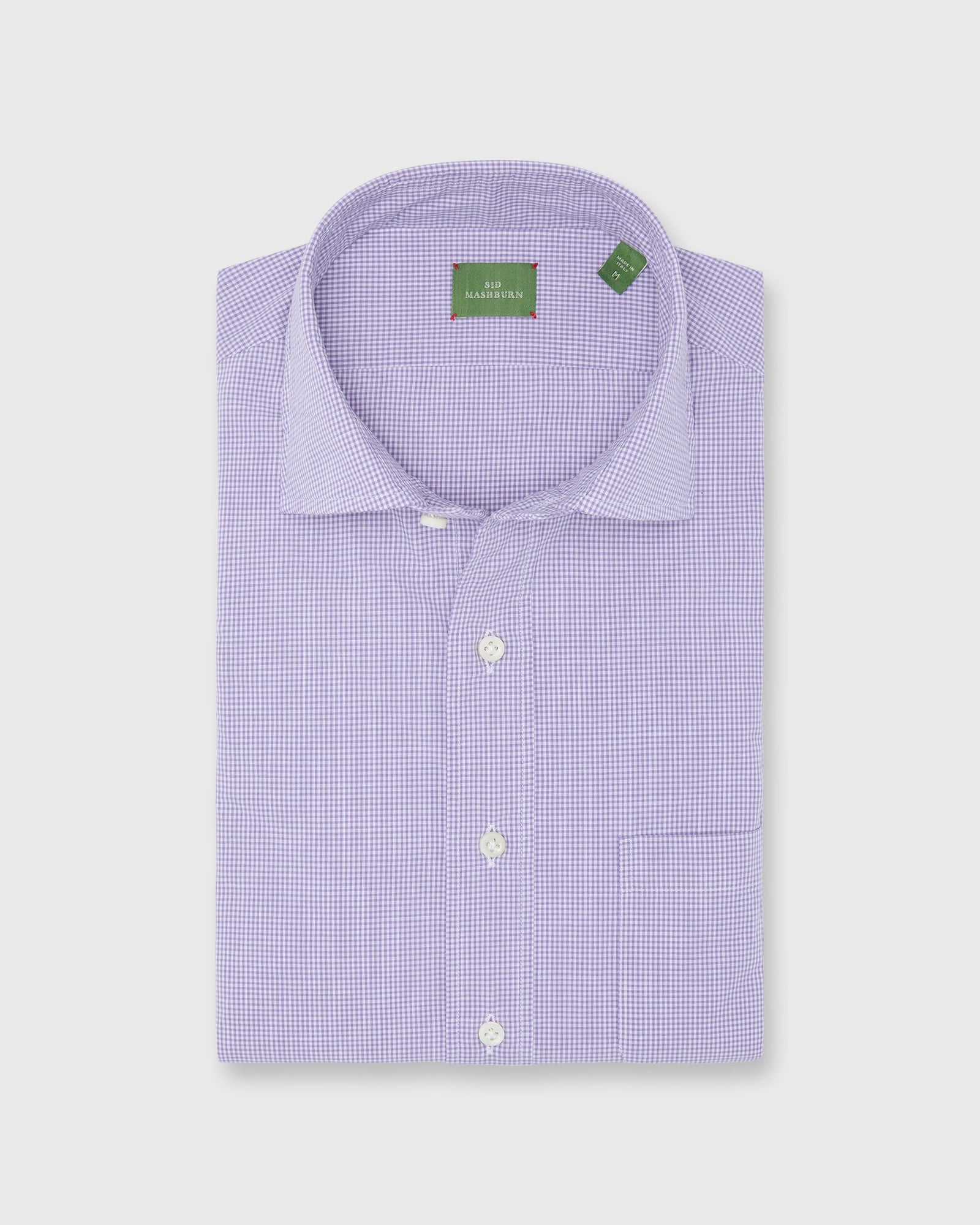 Otto Handmade Sport Shirt In Micro Gingham Chambray