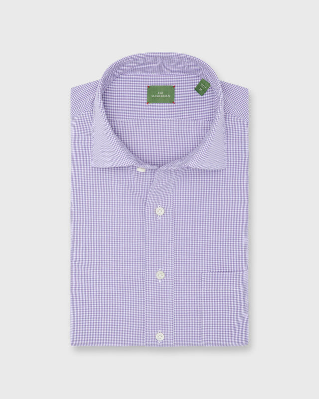 Otto Handmade Sport Shirt in Lavender Micro Gingham Chambray
