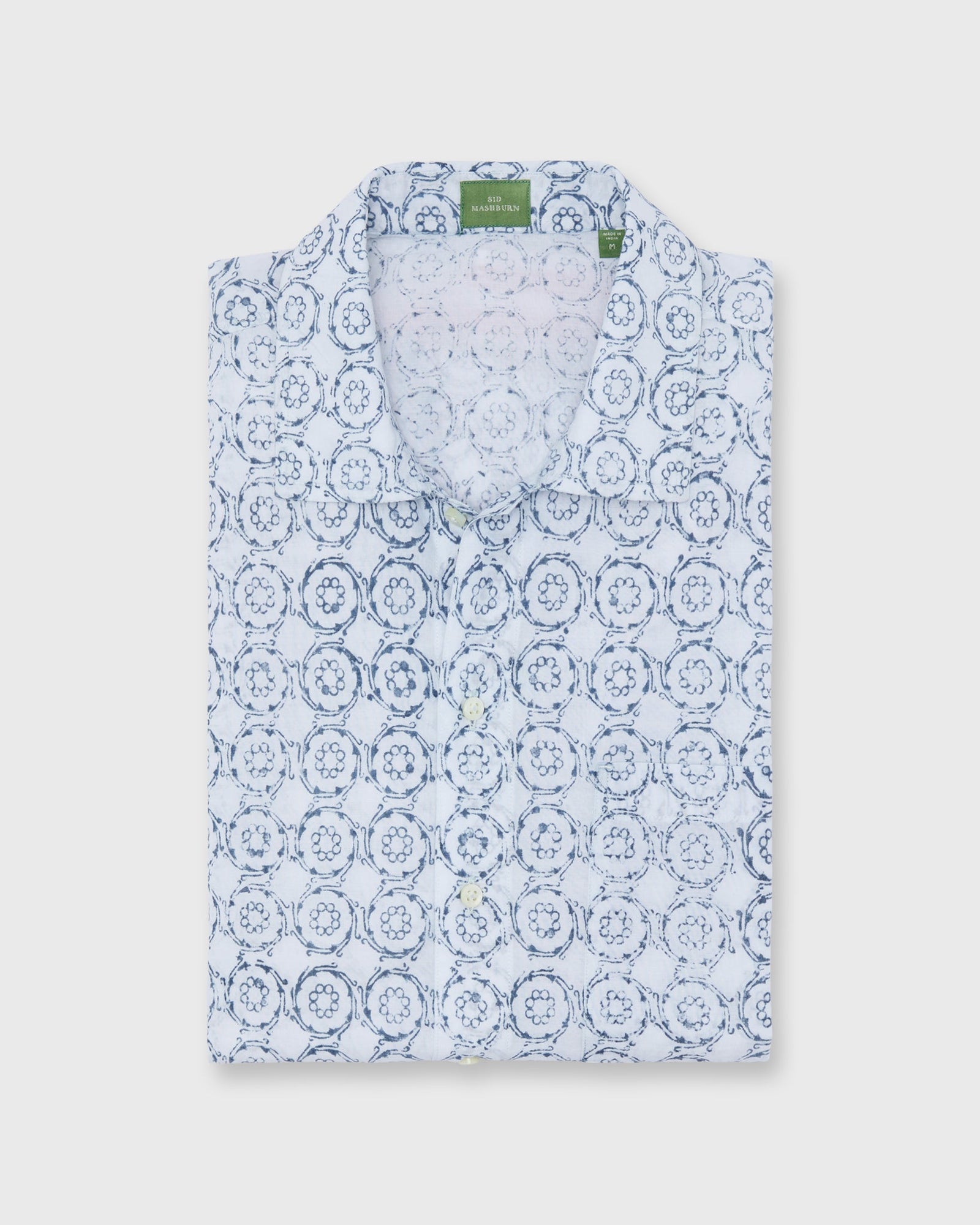 Ripley Shirt In Bone Blue Red Block Print