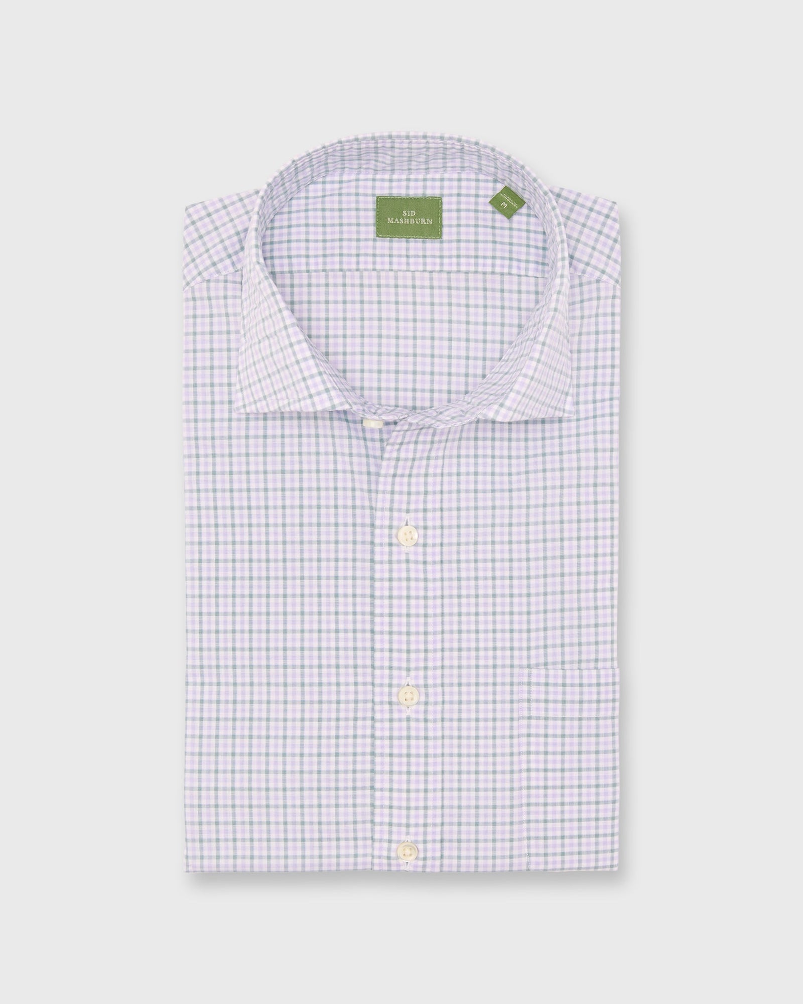 Spread Collar Sport Shirt In Lavender Sky Check Poplin