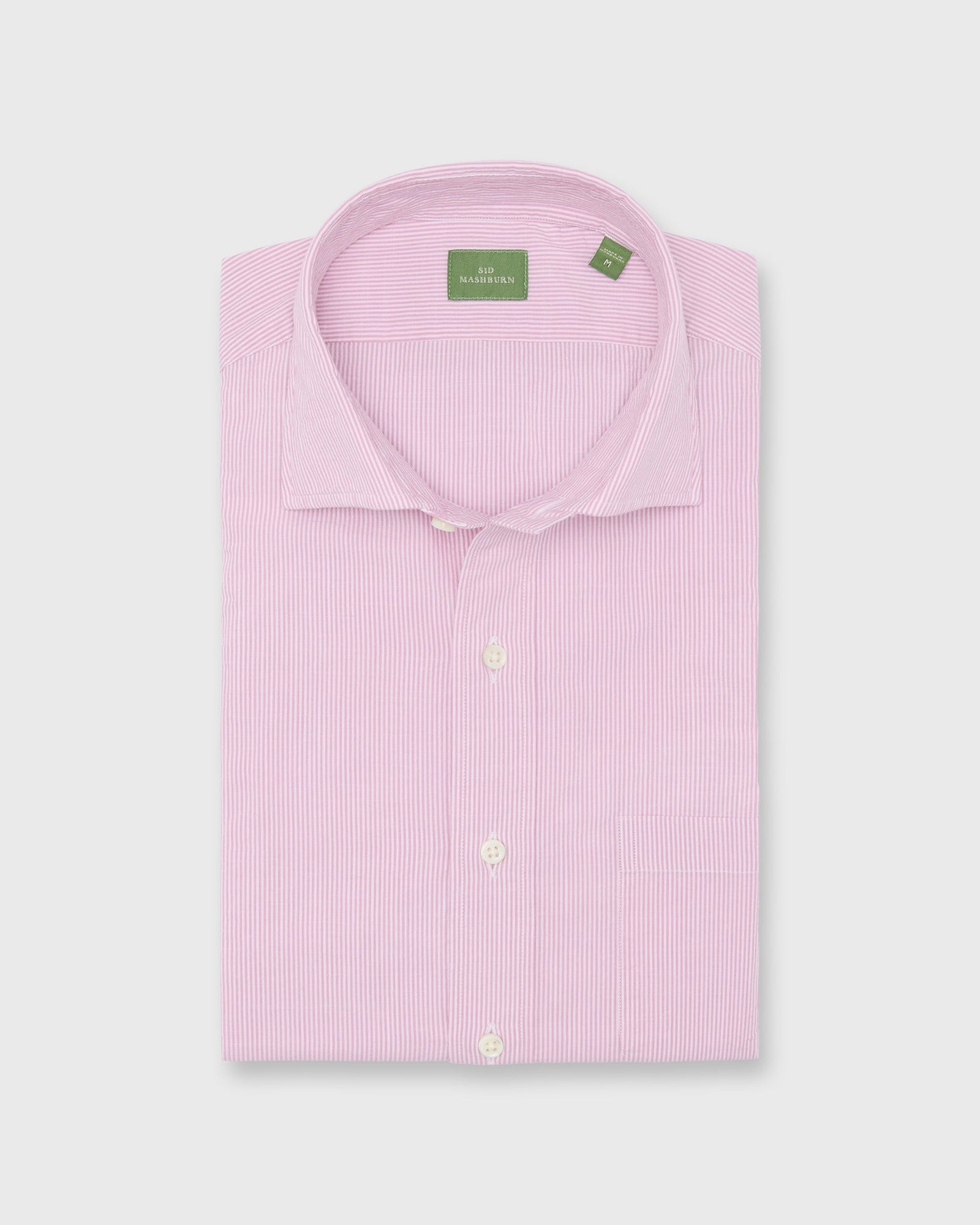 Spread Collar Sport Shirt In Orchid Stripe Salt Washed Chambray