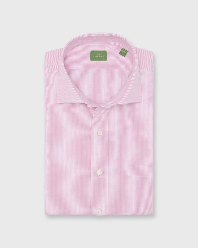 Spread Collar Sport Shirt in Orchid Stripe Salt-Washed Chambray