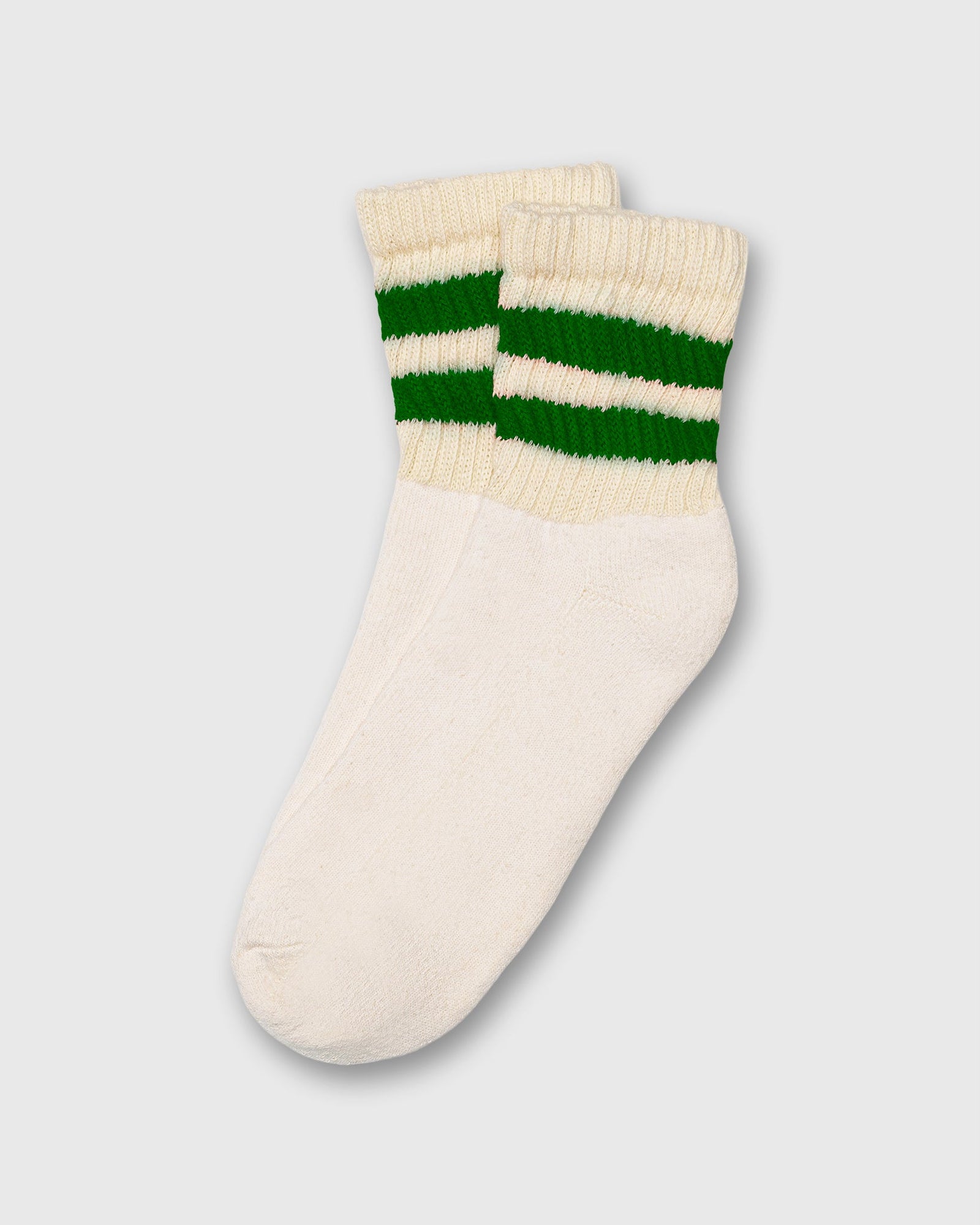 Retro Stripe Quarter Crew Socks In Kelly Green