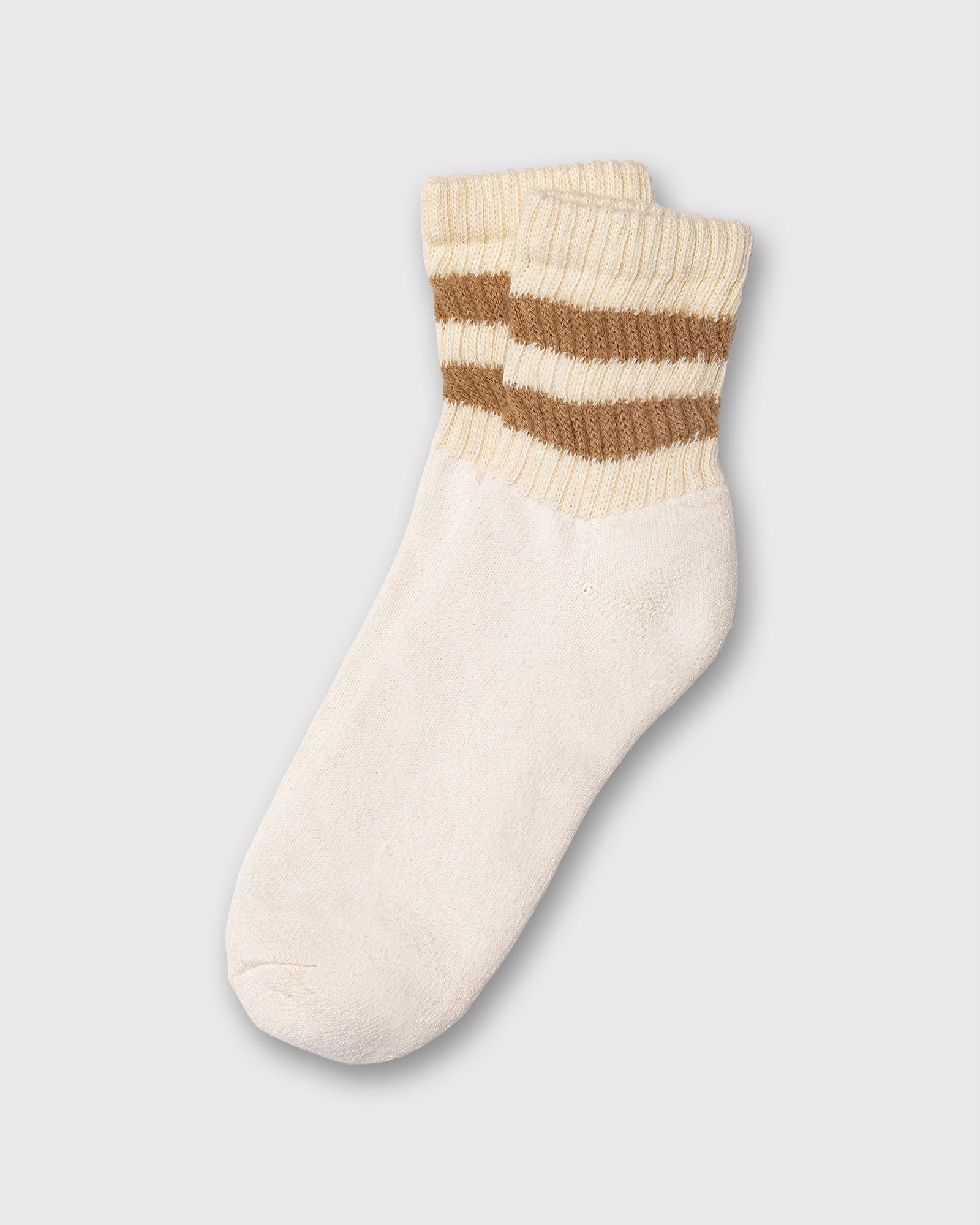 Retro Stripe Quarter Crew Socks In Acorn