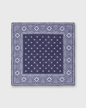 Linen Cotton Print Pocket Square In Bone Paisley Bandana