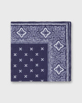 Linen Cotton Print Pocket Square In Bone Paisley Bandana