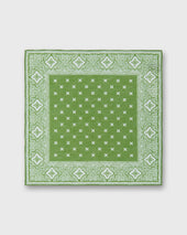 Linen Cotton Print Pocket Square In Spring Bone Paisley Bandana