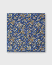 Linen Cotton Print Pocket Square In Umber Jacobean Floral
