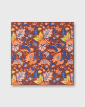 Linen Cotton Print Pocket Square In Lovat Botanical