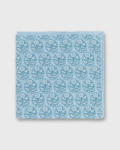 Linen Cotton Print Pocket Square In Seafoam Bone Flower