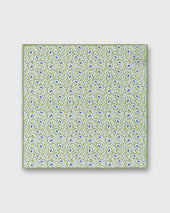 Linen Cotton Print Pocket Square In Spring Chalk Navy Floral