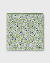 Linen Cotton Print Pocket Square In Spring Chalk Navy Floral
