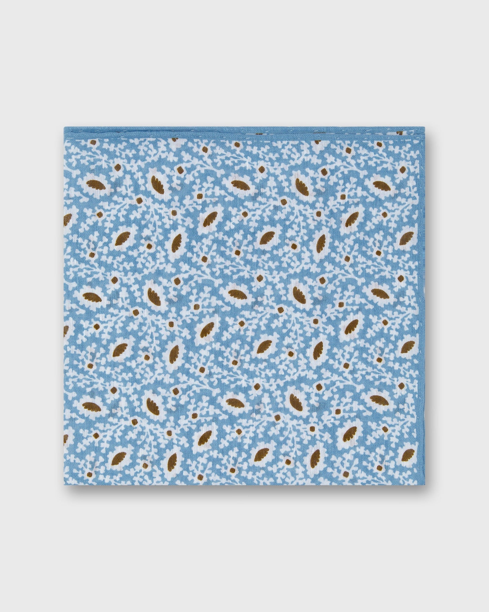 Linen Cotton Print Pocket Square In Chalk Brown Floral