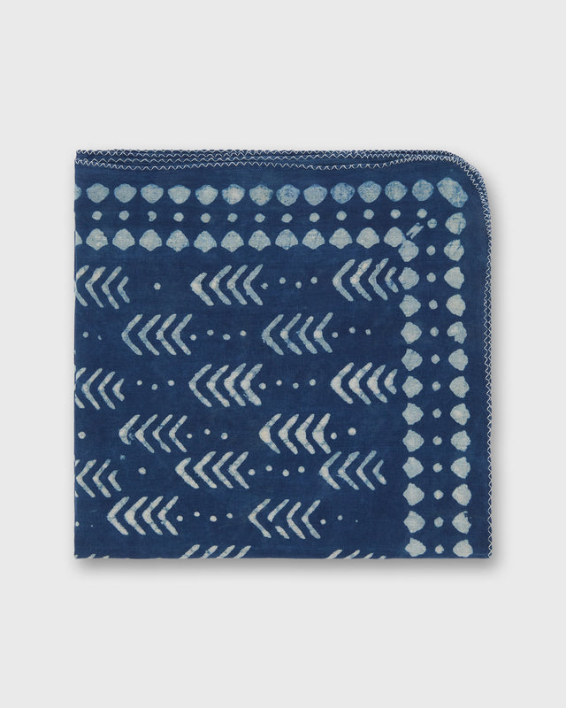 Printed Indian Bandana in Blue/Bone