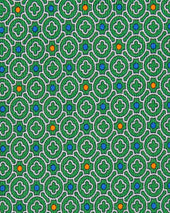 Silk Print Tie In Green Quatrefoil Tile