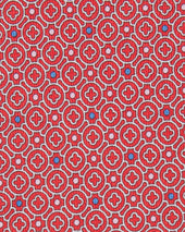 Silk Print Tie In Red Quatrefoil Tile