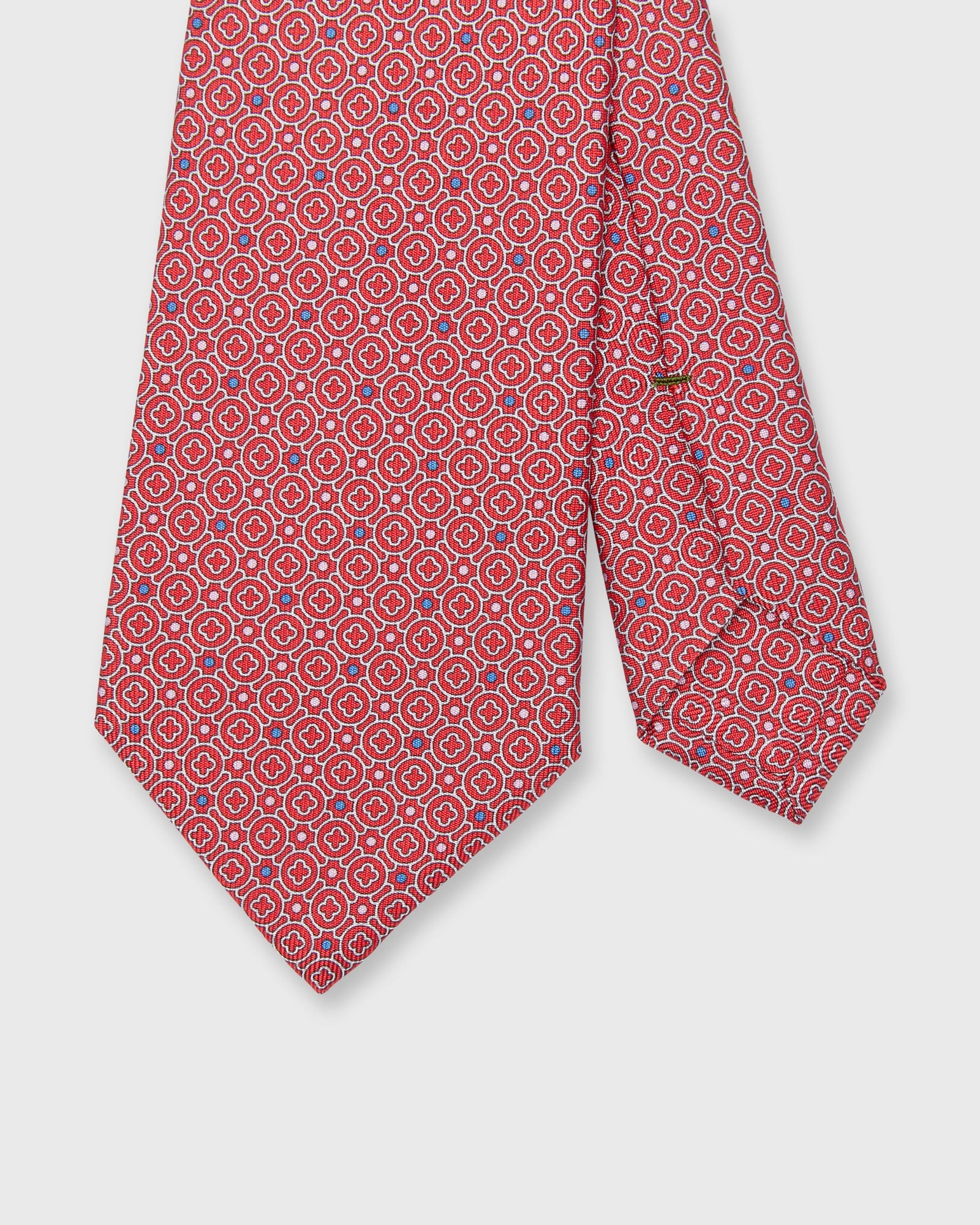 Silk Print Tie In Red Quatrefoil Tile